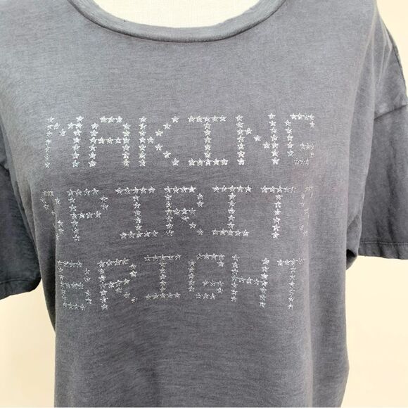 NWT Aerie Cropped T Shirt Making Spirts Bright Glittery Stars Holiday M - Picture 2 of 9